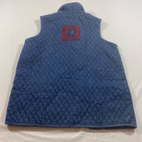 HAIKS Vintage Quilted Vest Women’s Large Denim Patriotic button down collar Top - Picture 6 of 10